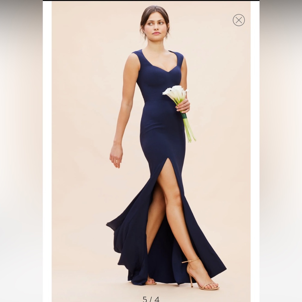 NWT Dress The Population Monroe Side Slit Gown in Midnight Blue